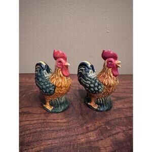 Cute Ceramic Rooster Salt and Pepper Shakers